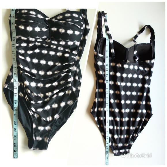 Niptuck Tummy Control Multi Cup Ruched Twist Front Size 6 Black Swimsuit - Picture 12 of 14